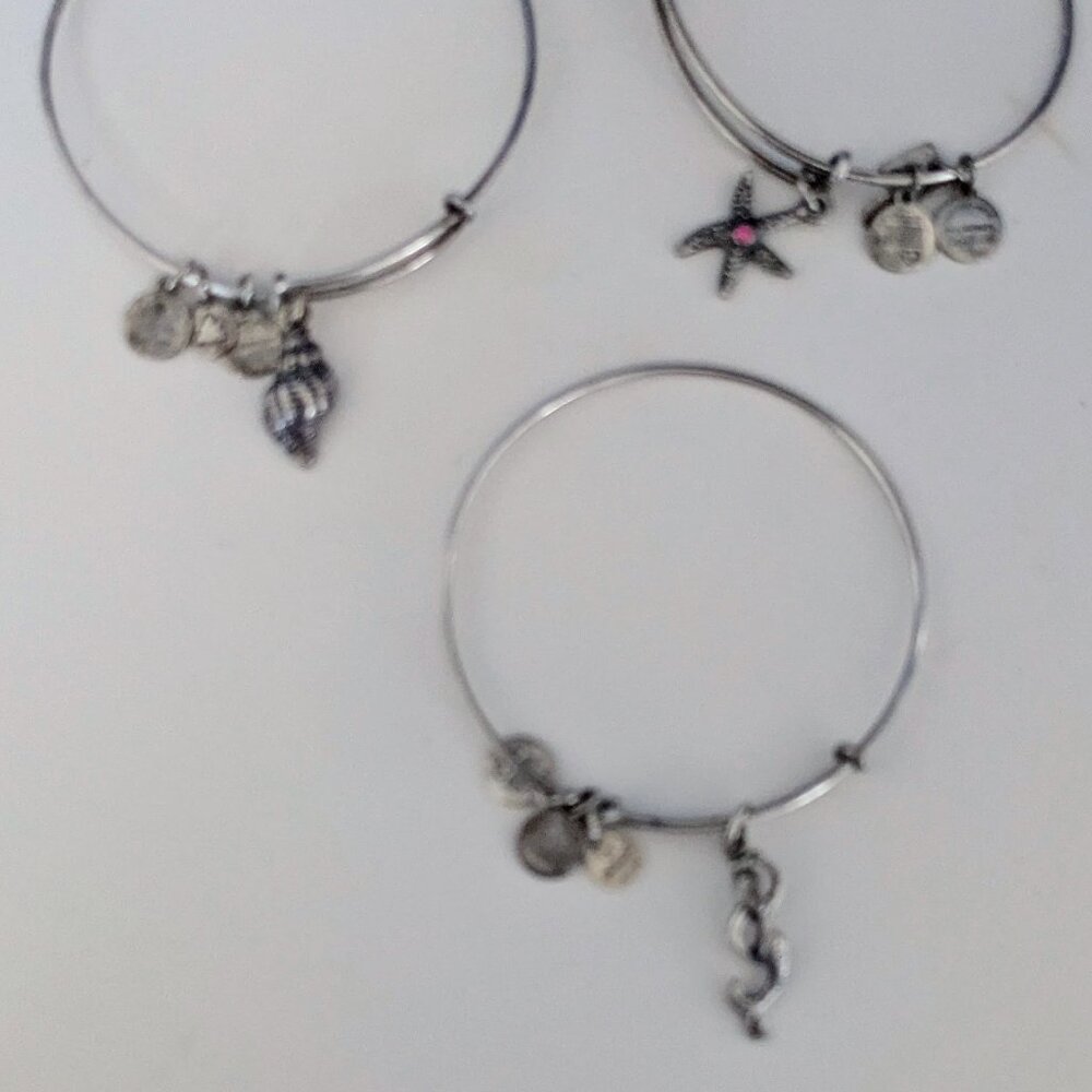 Alex & Ani Coastal Charm Bracelets | Silver Tone | Mermaid, Starfish, Seashell